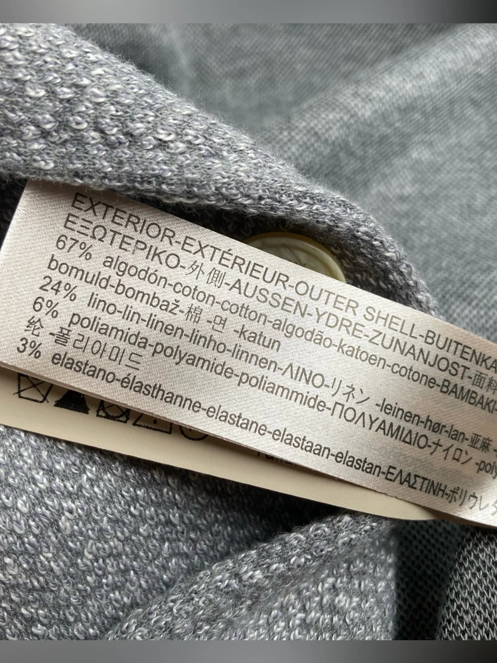 Massimo Dutti Light Gray Cotton Linen Knit Textured Blazer Size 48